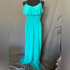 Soprano ruffled emerald green maxi dress